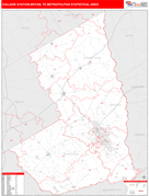 College Station-Bryan Metro Area Digital Map Red Line Style